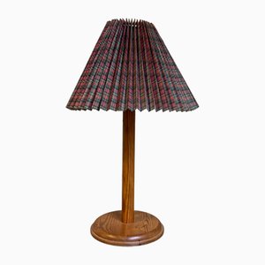 Lampe de Bureau en Pin avec Abat-jour à Motif Tartan de Ikea, 1980s