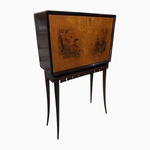 Vintage Bar Cabinet in Finely Crafted and Inlaid Wood by Luigi Scremin, 1940s