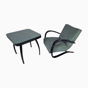 H 269 Lounge Chair and Table Spider by Jindřich Halabala for Up Zavody, 1940s, Set of 2