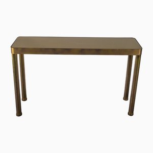 Vintage Console Table in Brass and Glass, 1970s