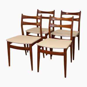 Chaises Scandinaves en Teck et Tissu, 1960, Set de 4