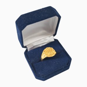 Chinese 24k .999 Gold Ring with Shou Characters and Bat