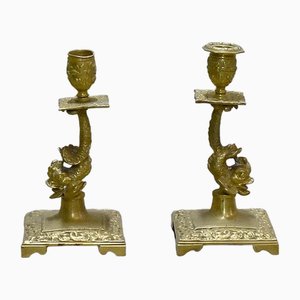 Bronze Candleholders, Set of 2