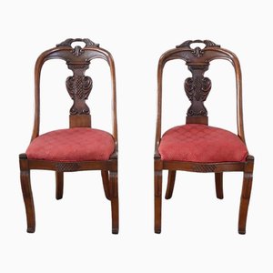 Chaises de Salle à Manger Début 19ème Siècle en Noyer Sculpté, Set de 2