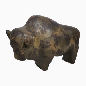 Figura de bisonte de cerámica de Kurt Tschörner para Ruscha, años 60