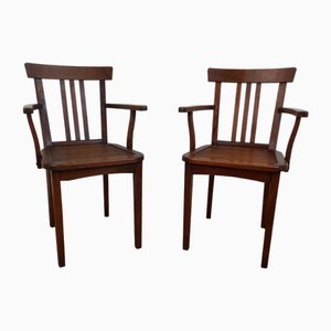 Oak Bridge Armchairs, 1940s, Set of 2