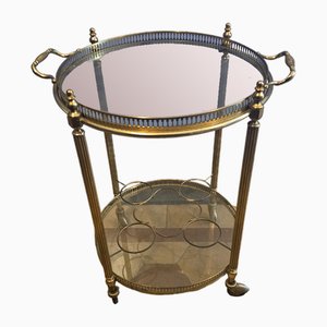 French Round Brass Drinks Trolley from Maison Jansen, 1970