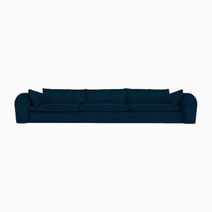 Modern Comfy Sofa in Blue Leather by Collector