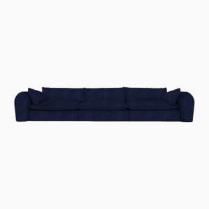 Modern Comfy Sofa in Blue Velvet by Collector
