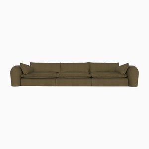 Modern Comfy Sofa in Green Leather by Collector