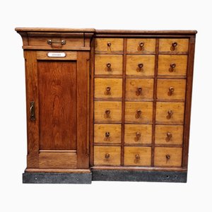 Antique Oak Apothecary Drawer Cabinet, 1890s