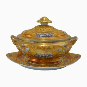 Porcelain Tureen with Gold Powder and Hand Painted