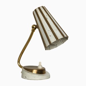 Brass and White Desk Lamp, 1950s