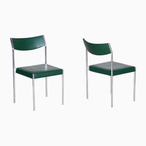 Bauhaus Dining Chairs in Chrome & Leatherette, Central Europe, 1950s, Set of 4