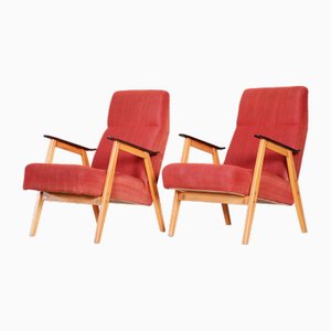 Fauteuils Mid-Century en Hêtre attribués à Jaroslav Šmídek, 1950s, Set de 2