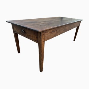 Oak Farm Table with 2 Drawers, 1890s