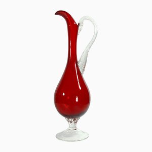 Caraffa in vetro rosso di Empoli, Italia, anni '70