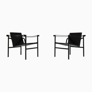 Black Edition Lc1 Armchairs by Corbusier for Cassina, 1980s, Set of 2