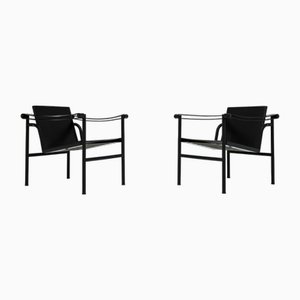 Black Edition Lc1 Sessel von Corbusier für Cassina, 1980er, 2er Set