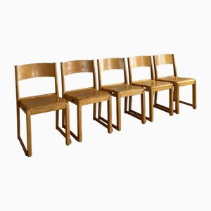 Mid-Century Finnish Birch Orchestra Chairs by Lahden Puukalusto Oy, Set of 8