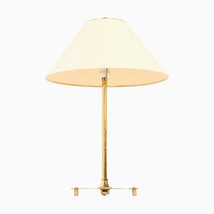 Table Lamp in Brass and Original Lampshade attributed to Josef Frank for Svenskt Tenn, 1960s