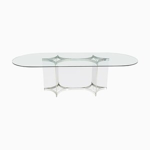 Mid-Century Large Dining Table in Glass and Chrome by Alessandro Albrizzi, 1960s