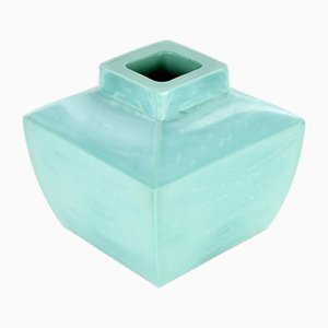 Square Turquoise Ceramic Vase
