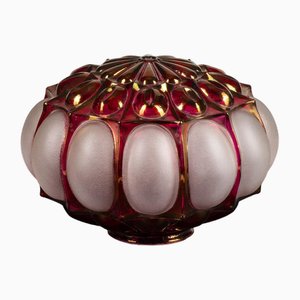 Two-Tone Pink and White Satin Ceiling Light Glass, 1990