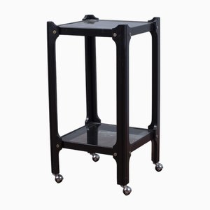 Etagere Trolley in Black Lacquered Wood and Glass Tops, 1970s