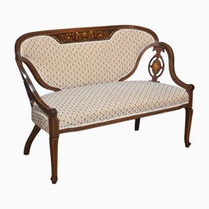 Marquetry Inlaid Mahogany Settee