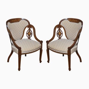 Fauteuils en Acajou Marqueté, Set de 2