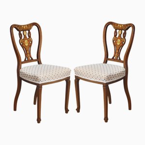 Mahogany Inlaid Bedroom Chairs, Set of 2