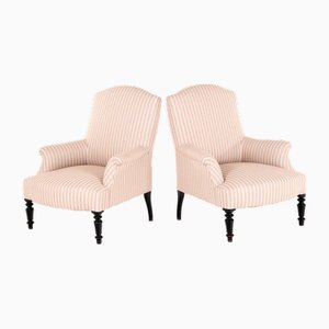 Napoleon III Chairs in Pink Stripe, Set of 2