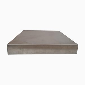Mid-Century Modern Coffee Table in Brushed Aluminum attributed to Michel Boyer, 1970s