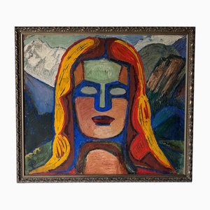 Lacroix, Iron Woman, 1950s, Oil on Board, Framed