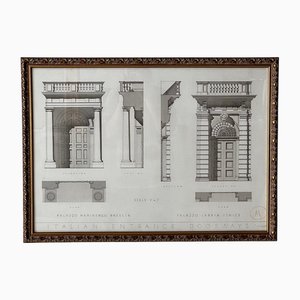 Portali d'ingresso, acquerello e inchiostro, Italia, con cornice