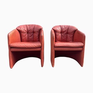 Danish Leather Upholstered Club Chairs from Stouby, 1986, Set of 2