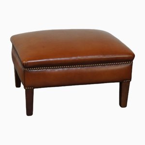 Tabouret en Cuir de Mouton Marron