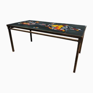 Table Basse Vintage avec Plateau en Carreaux de Céramique, 1970s