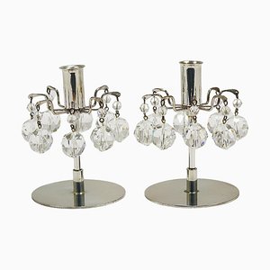 Candelabros con cristales de Swarovski facetados de JL Lobmeyr, Viena, años 80. Juego de 2