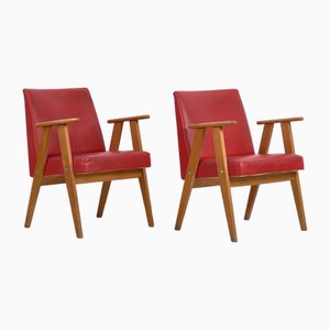 Set of Vintage Red Armchairs, 1960s. Set of 2