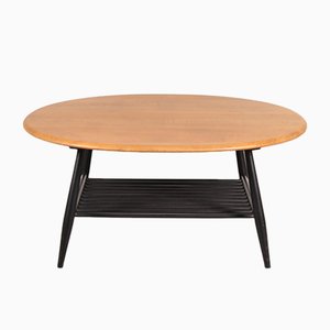 Coffee Table with Black Wooden Base by Lucian Ercolani for Ercol, 1950s