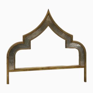 Vintage Gilt Brass and Engraved Silver Paper S Headboard by Tony Nava