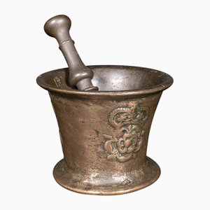 Antique Tudor Rose Mortar and Pestle, 1600s