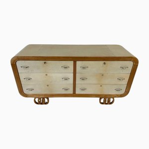 Italian Art Deco Parchment and Maple Dresser, 1930s