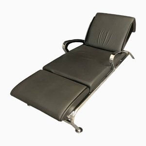 Chaise longue nera in pelle e acciaio di Massimo Iosa Ghini per Moroso