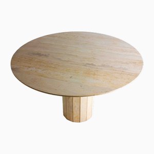 Italian Travertine Round Dining Table, 1970s