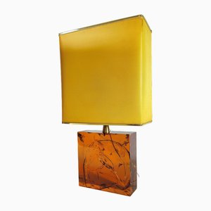 Amber Fractal Resin Table Lamp by Pierre Giaudon, 1970s