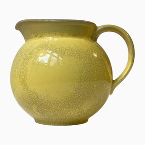 Brocca in ceramica smaltata gialla di Nils Thorsson per Aluminia, anni '30