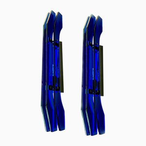 Large Cobalt Blue Glass Wall Lights, 1970s, Set of 2